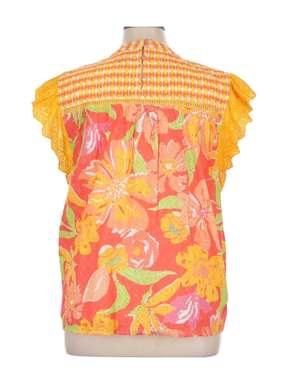 Verb By Pallavi Singhee Vibrant Floral Eyelet Flutter Sleeve Top | Size XL - Picture 4 of 8
